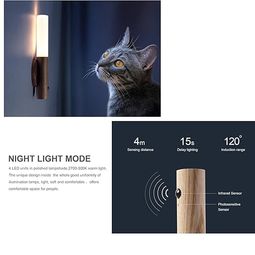 Rechargable Magnetic Wooden Motion Sensor LED Night Light