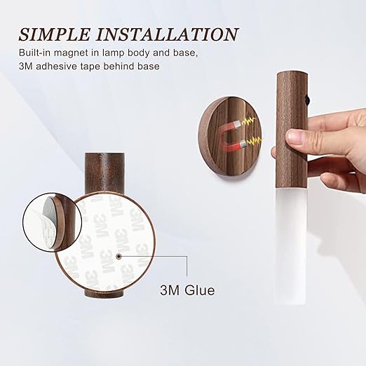 Rechargable Magnetic Wooden Motion Sensor LED Night Light