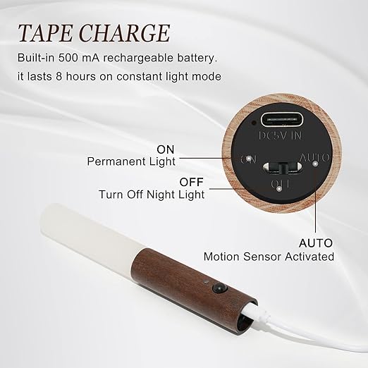 Rechargable Magnetic Wooden Motion Sensor LED Night Light